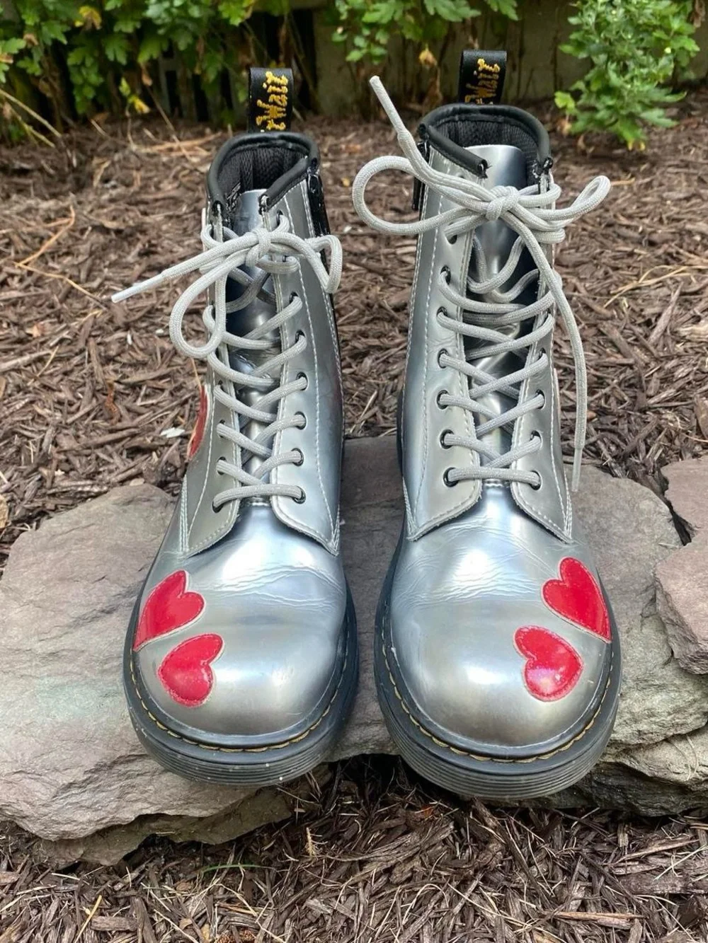 Dr. Martens Whimsy Indie Fairycore Junior 1460 Glitter Star Patent Lace Up Boots